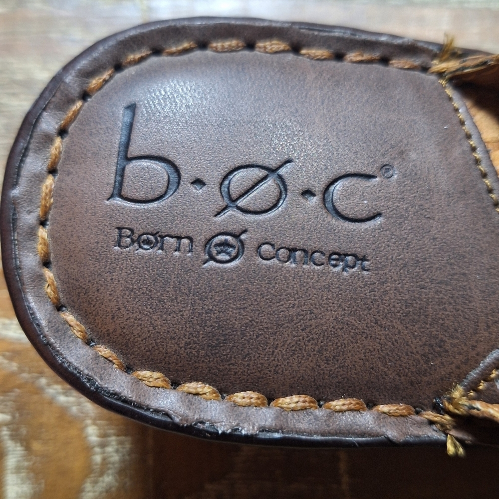 B.Ø.C Born Concept Women Brown Leather Slip On Clogs Mules Comfort Shoes Size 7M - Picture 5 of 8